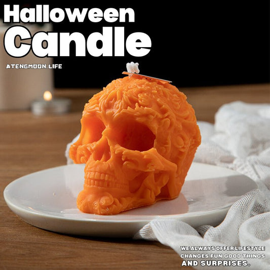 Halloween Carved Skull Candle® - Atengmoon.life