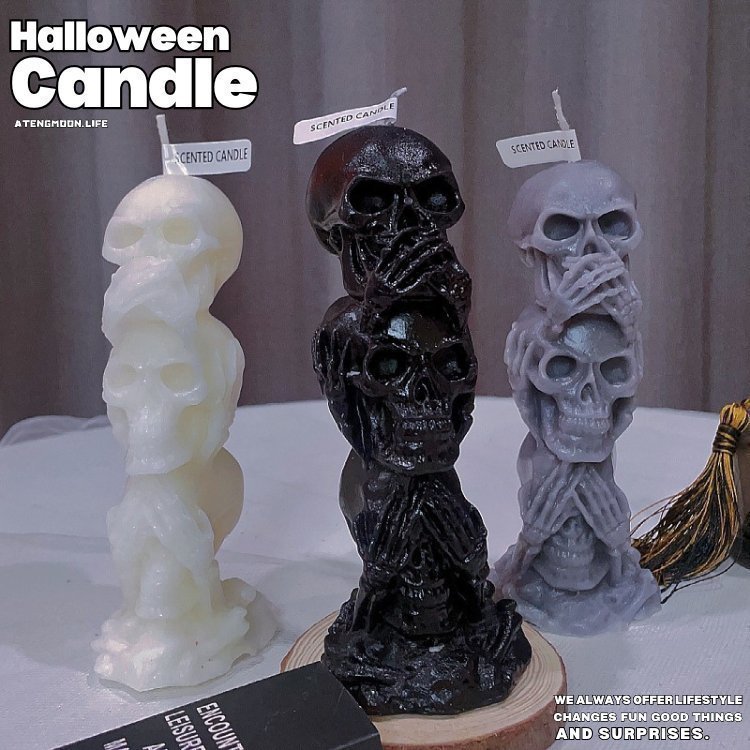 Halloween Triple Skull Candle and Candle Holder® - Atengmoon.life