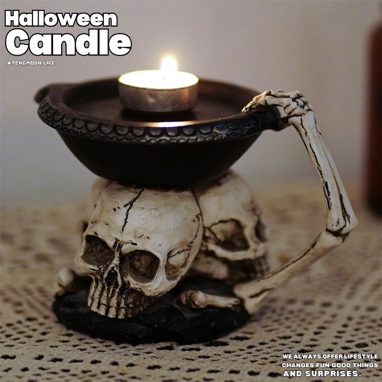 Halloween Triple Skull Candle and Candle Holder® - Atengmoon.life