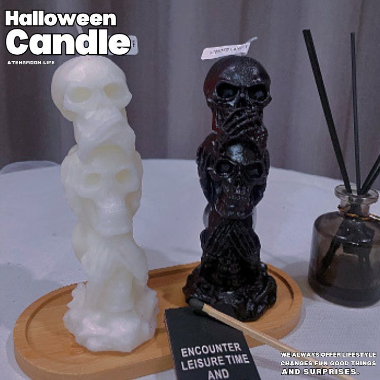 Halloween Triple Skull Candle and Candle Holder® - Atengmoon.life